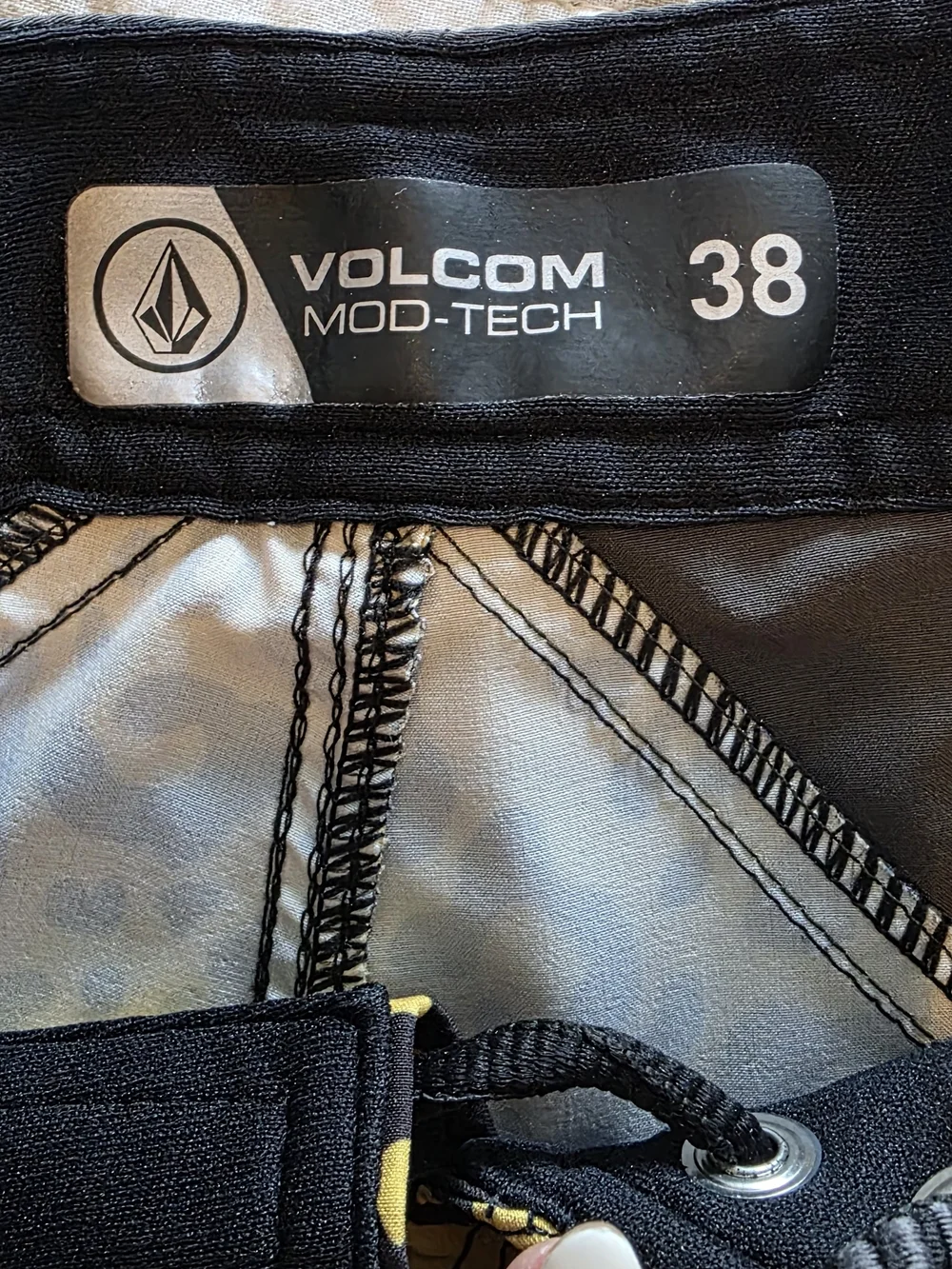 Volcom Men’s Yellow Leopard Print Boardshorts with Black Panels